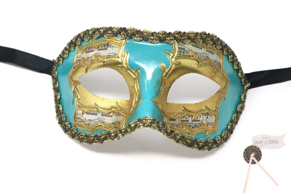echte venezianische Maske, Mozart türkis