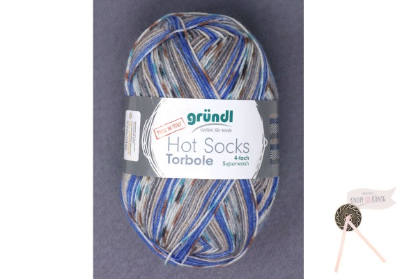 Sockenwolle Hot Socks Torbole, grau-blau-braun